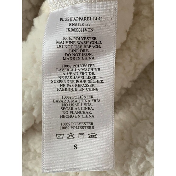 Plush X Revolve Women’s Cream Brown Sherpa Hooded Jacket NEW Size Small - Picture 10 of 10